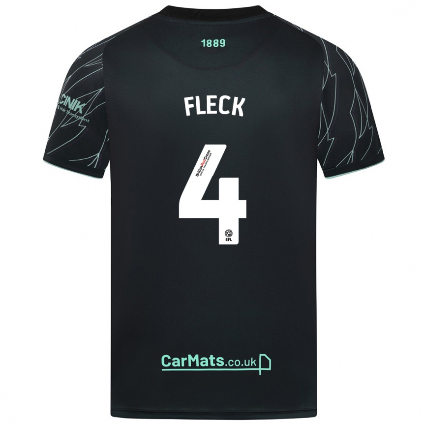 Niño Fútbol Camiseta John Fleck #4 Negro Verde 2ª Equipación 2024/25 Argentina