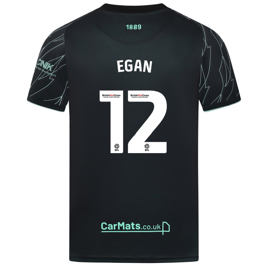 Niño Fútbol Camiseta John Egan #12 Negro Verde 2ª Equipación 2024/25 Argentina