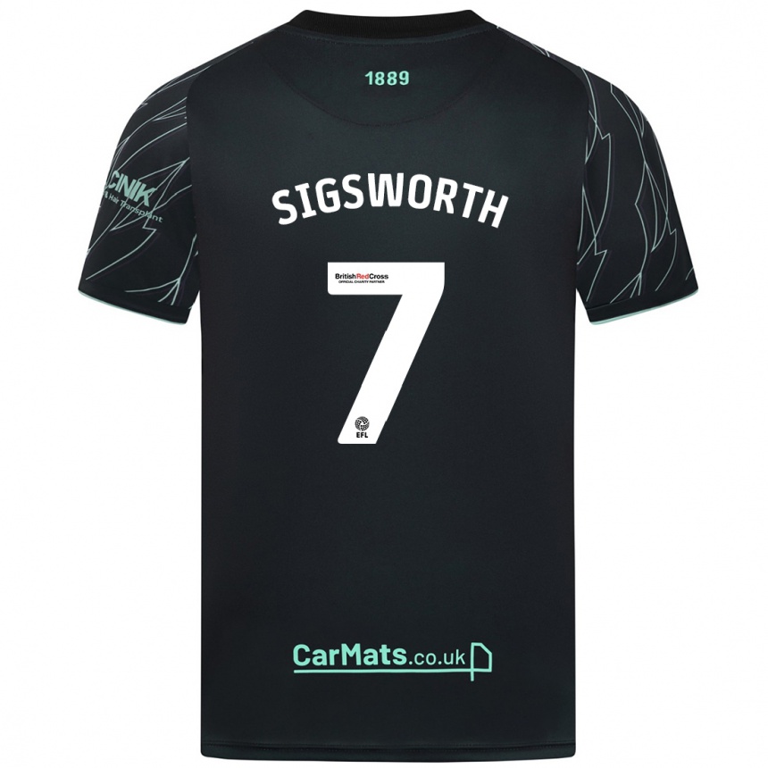 Niño Fútbol Camiseta Jess Sigsworth #7 Negro Verde 2ª Equipación 2024/25 Argentina