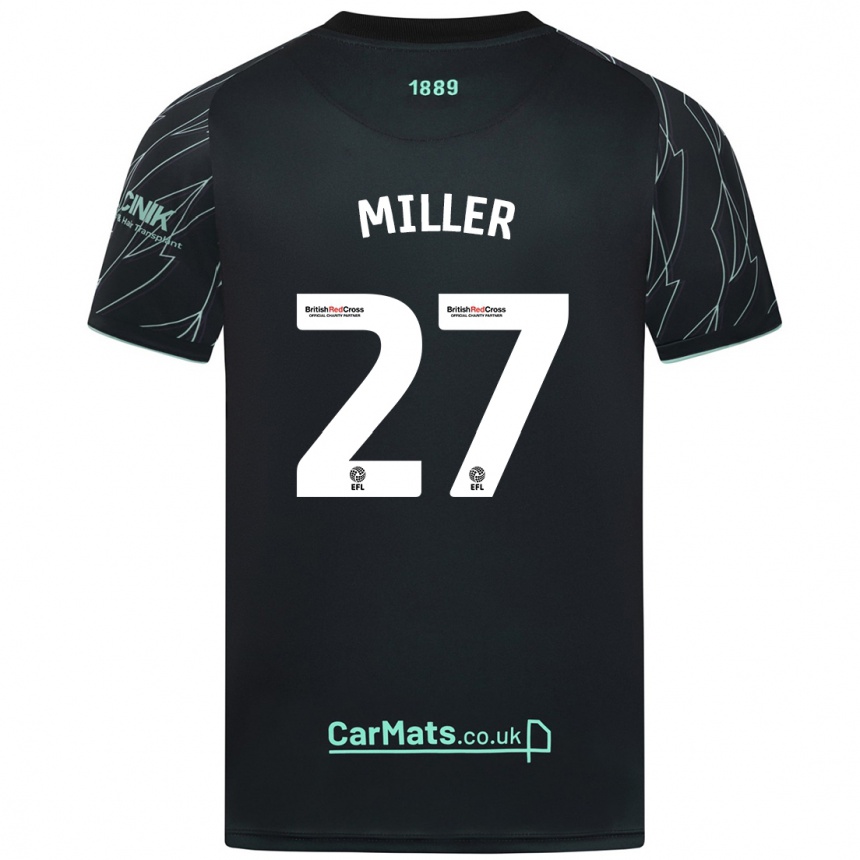 Niño Fútbol Camiseta Lara Miller #27 Negro Verde 2ª Equipación 2024/25 Argentina