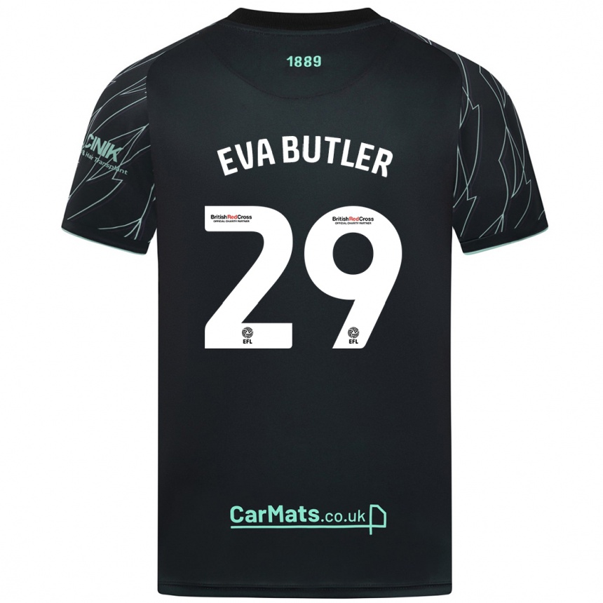 Niño Fútbol Camiseta Eva Butler #29 Negro Verde 2ª Equipación 2024/25 Argentina