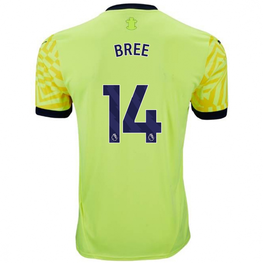 Niño Fútbol Camiseta James Bree #14 Amarillo 2ª Equipación 2024/25 Argentina