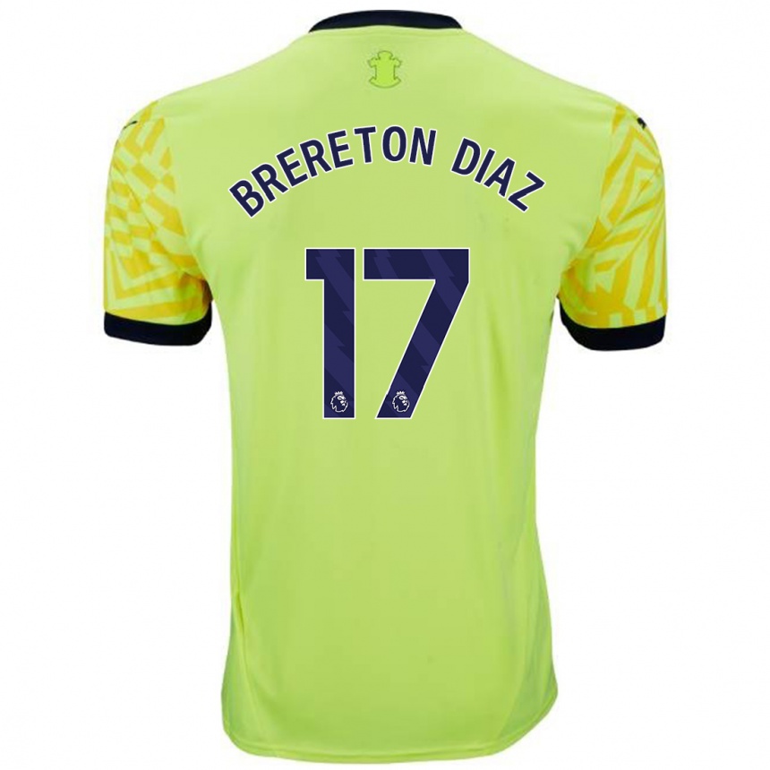 Niño Fútbol Camiseta Ben Brereton Díaz #17 Amarillo 2ª Equipación 2024/25 Argentina