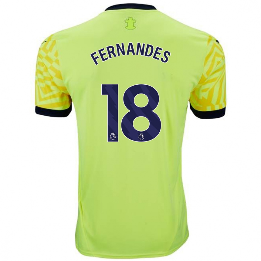 Niño Fútbol Camiseta Mateus Fernandes #18 Amarillo 2ª Equipación 2024/25 Argentina