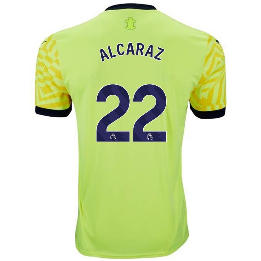 Niño Fútbol Camiseta Carlos Alcaraz #22 Amarillo 2ª Equipación 2024/25 Argentina