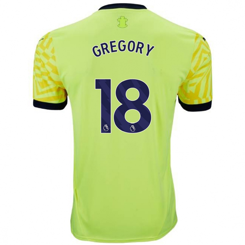 Niño Fútbol Camiseta Freya Gregory #18 Amarillo 2ª Equipación 2024/25 Argentina