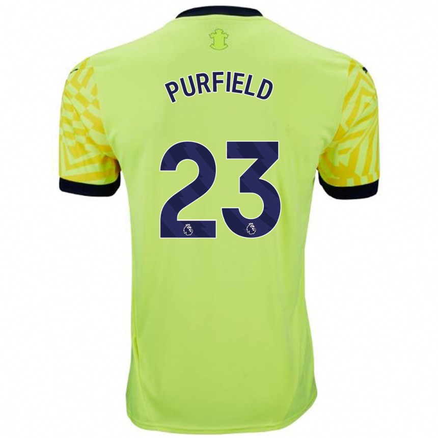 Niño Fútbol Camiseta Jemma Elizabeth Purfield #23 Amarillo 2ª Equipación 2024/25 Argentina