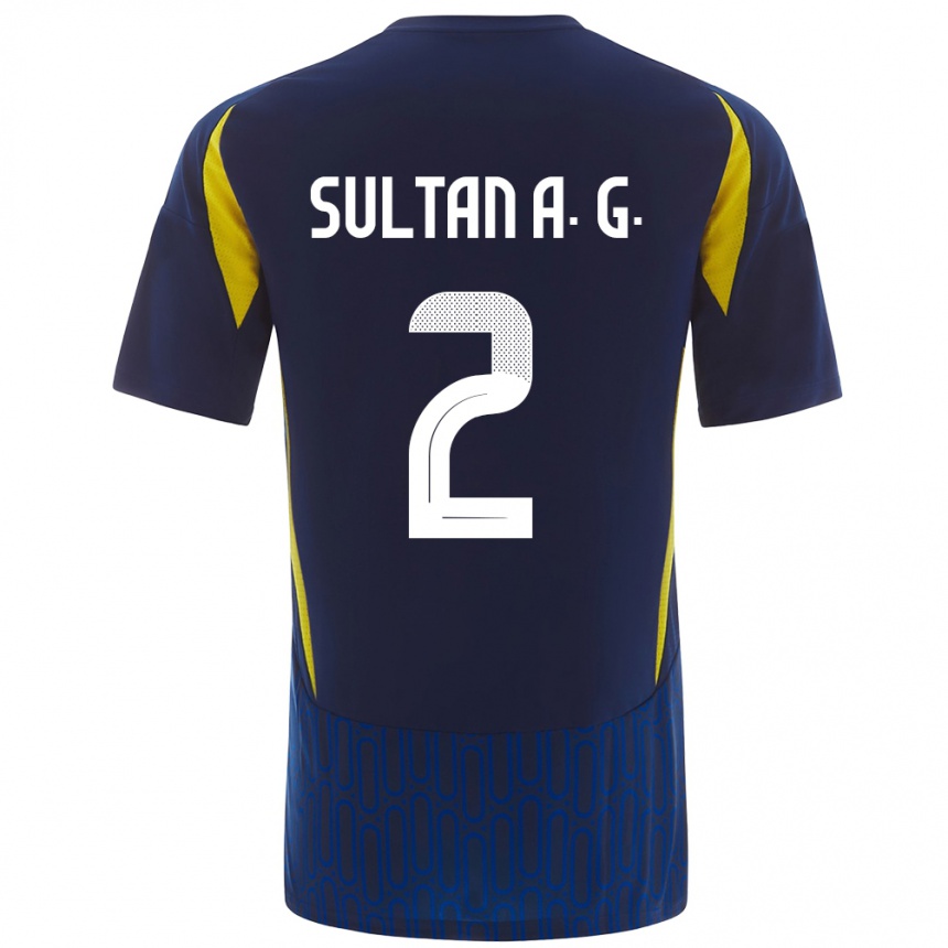 Niño Fútbol Camiseta Sultan Al-Ghannam #2 Azul Amarillo 2ª Equipación 2024/25 Argentina