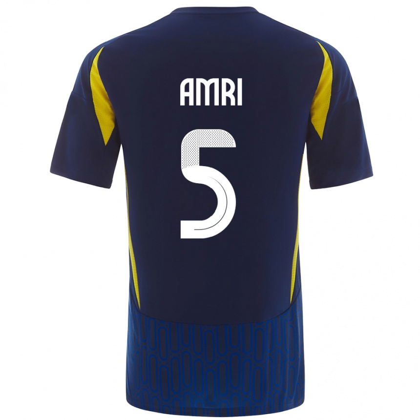 Niño Fútbol Camiseta Abdulelah Al-Amri #5 Azul Amarillo 2ª Equipación 2024/25 Argentina