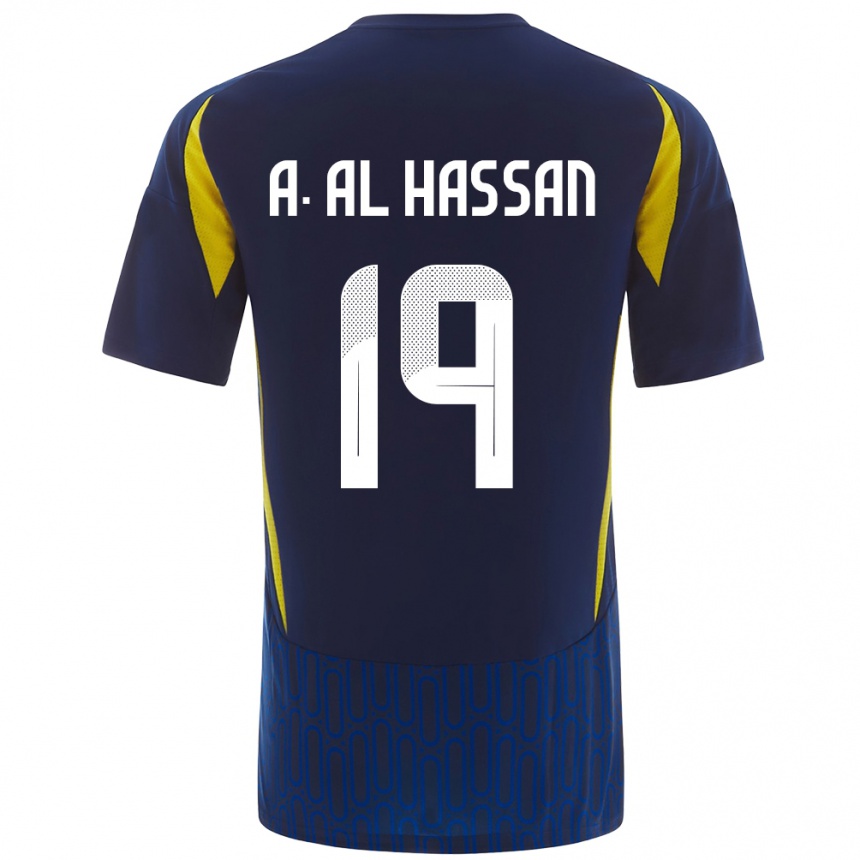 Niño Fútbol Camiseta Ali Al-Hassan #19 Azul Amarillo 2ª Equipación 2024/25 Argentina