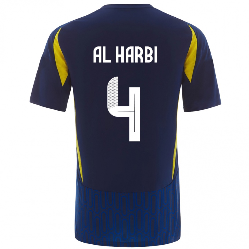 Niño Fútbol Camiseta Fay Al-Harbi #4 Azul Amarillo 2ª Equipación 2024/25 Argentina