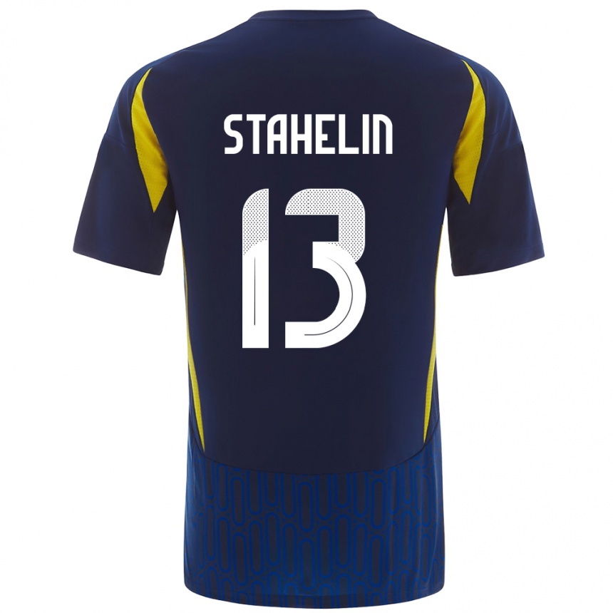 Niño Fútbol Camiseta Izabela Stahelin #13 Azul Amarillo 2ª Equipación 2024/25 Argentina