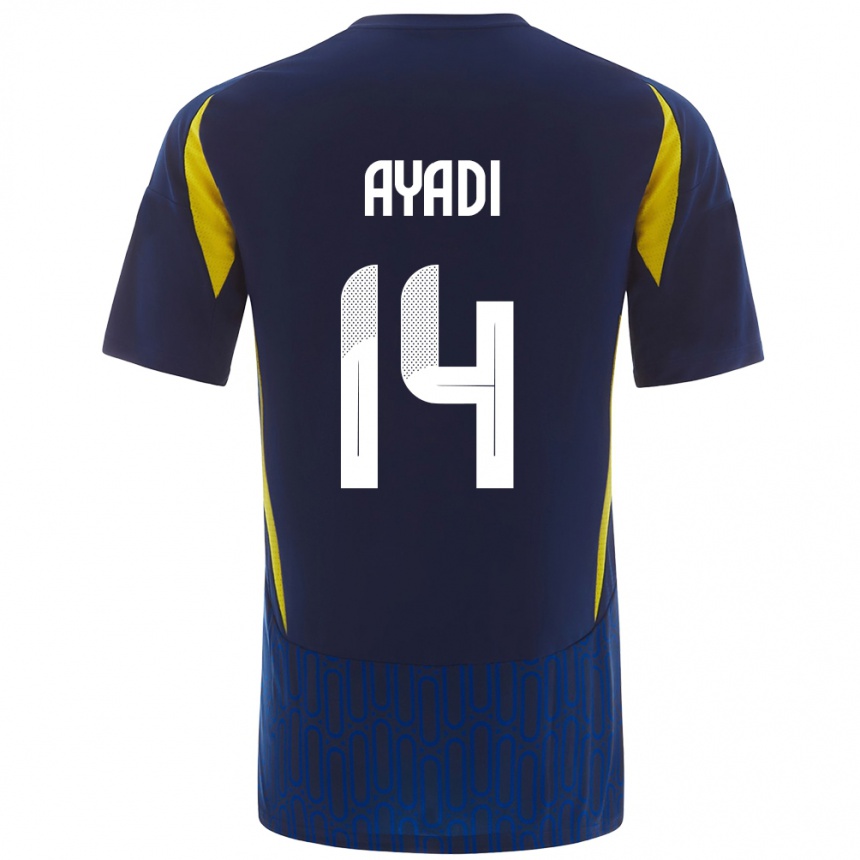 Niño Fútbol Camiseta Ghada Ayadi #14 Azul Amarillo 2ª Equipación 2024/25 Argentina