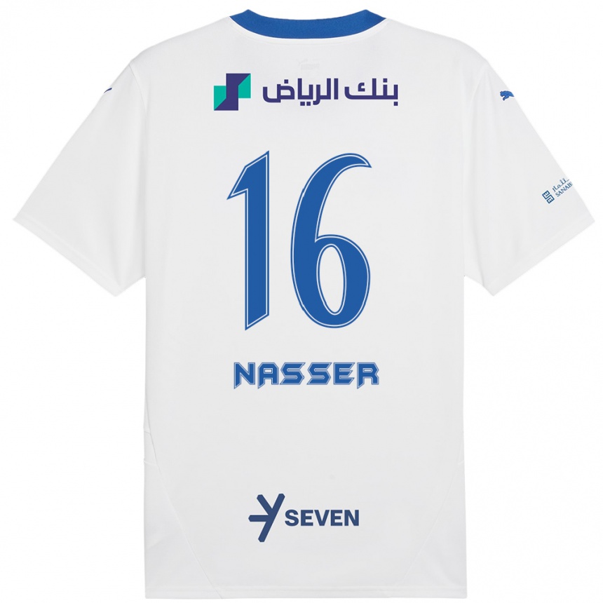 Niño Fútbol Camiseta Nasser Al-Dawsari #16 Blanco Azul 2ª Equipación 2024/25 Argentina