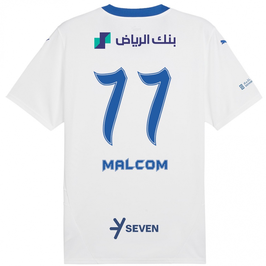 Niño Fútbol Camiseta Malcom #77 Blanco Azul 2ª Equipación 2024/25 Argentina