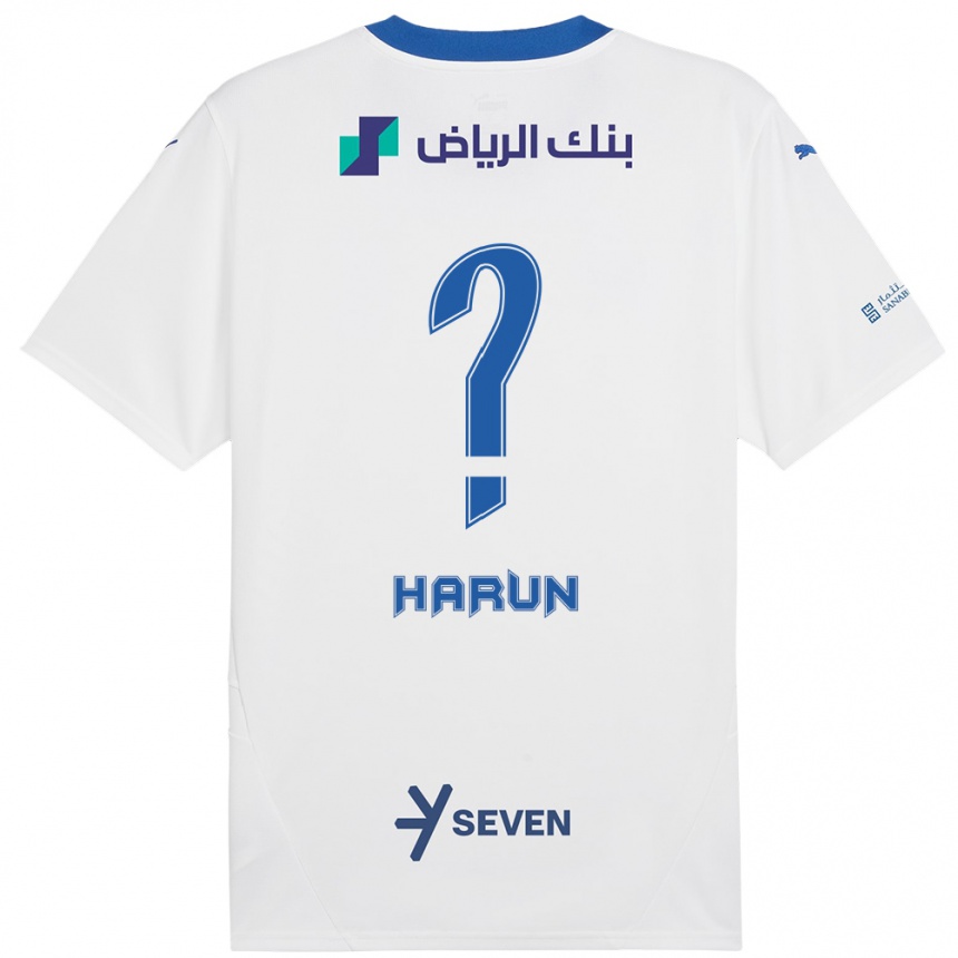 Niño Fútbol Camiseta Saud Harun #0 Blanco Azul 2ª Equipación 2024/25 Argentina