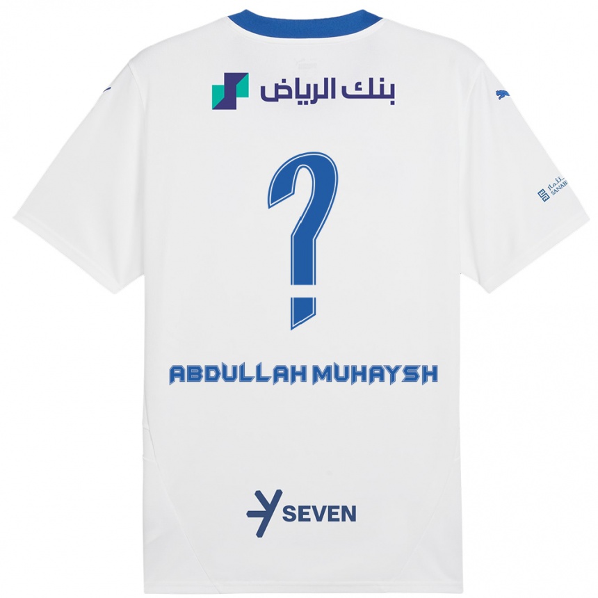 Niño Fútbol Camiseta Mohammed Abdullah Muhaysh #0 Blanco Azul 2ª Equipación 2024/25 Argentina