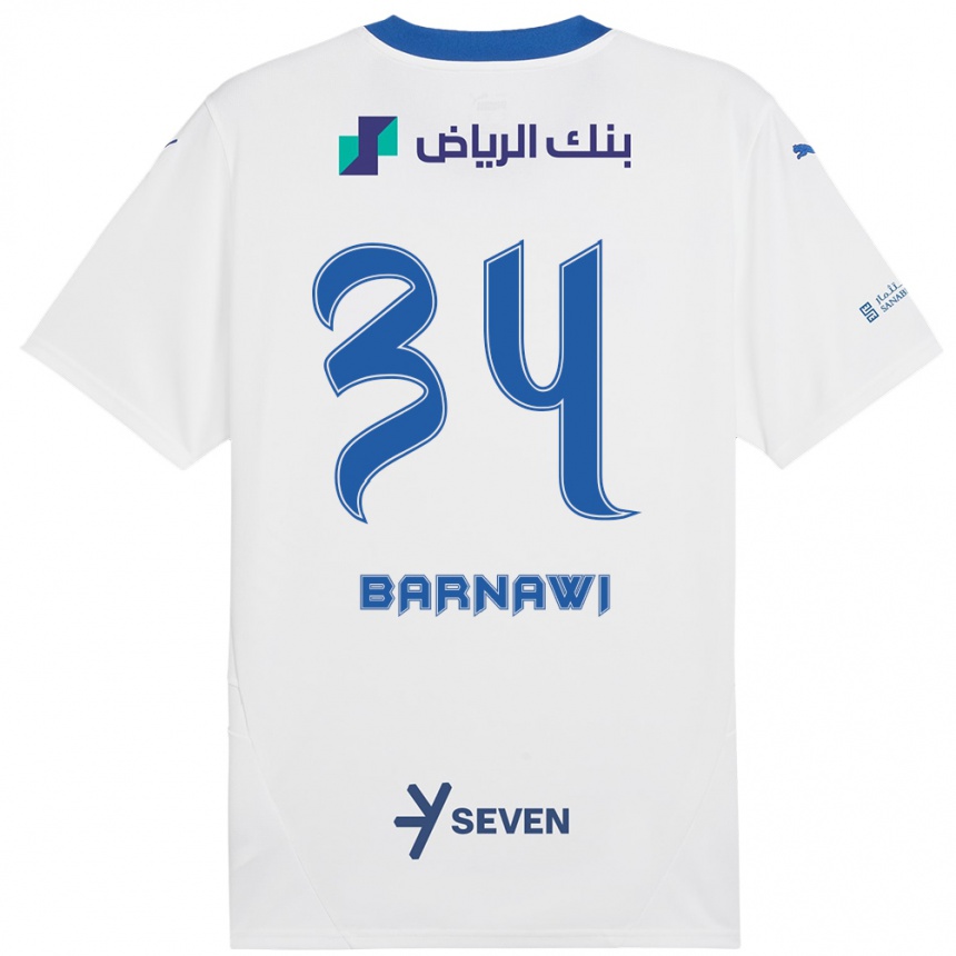 Niño Fútbol Camiseta Saleh Barnawi #34 Blanco Azul 2ª Equipación 2024/25 Argentina