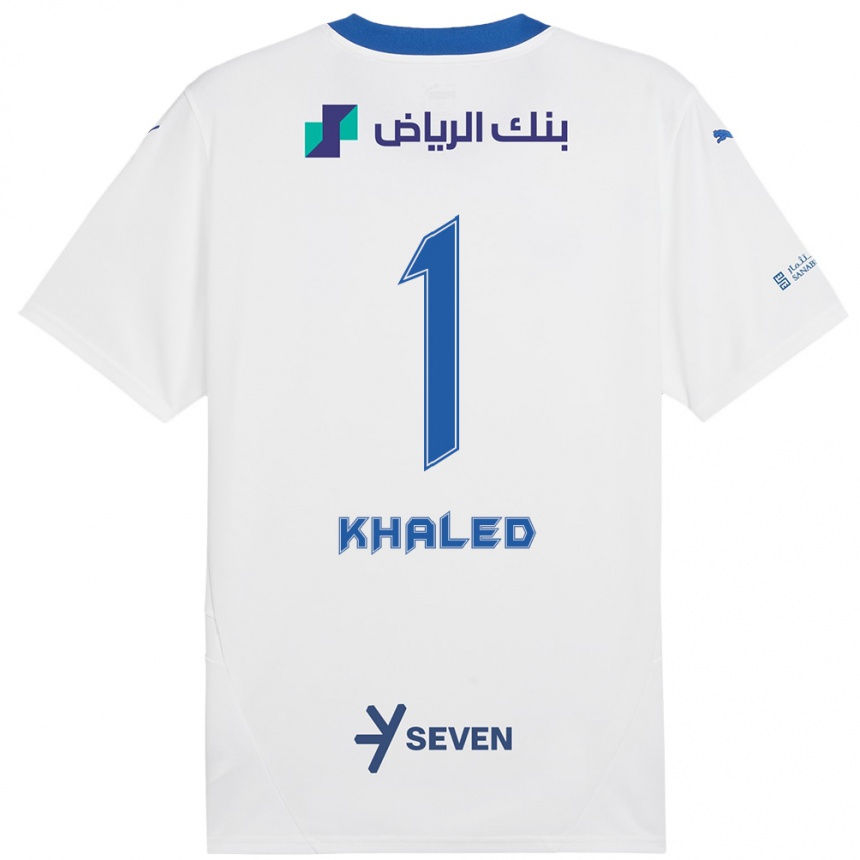 Niño Fútbol Camiseta Nawal Khaled #1 Blanco Azul 2ª Equipación 2024/25 Argentina