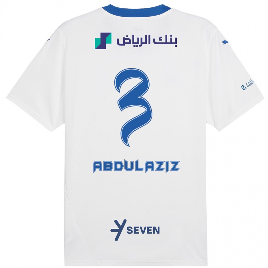 Niño Fútbol Camiseta Al Jawhara Abdulaziz #3 Blanco Azul 2ª Equipación 2024/25 Argentina