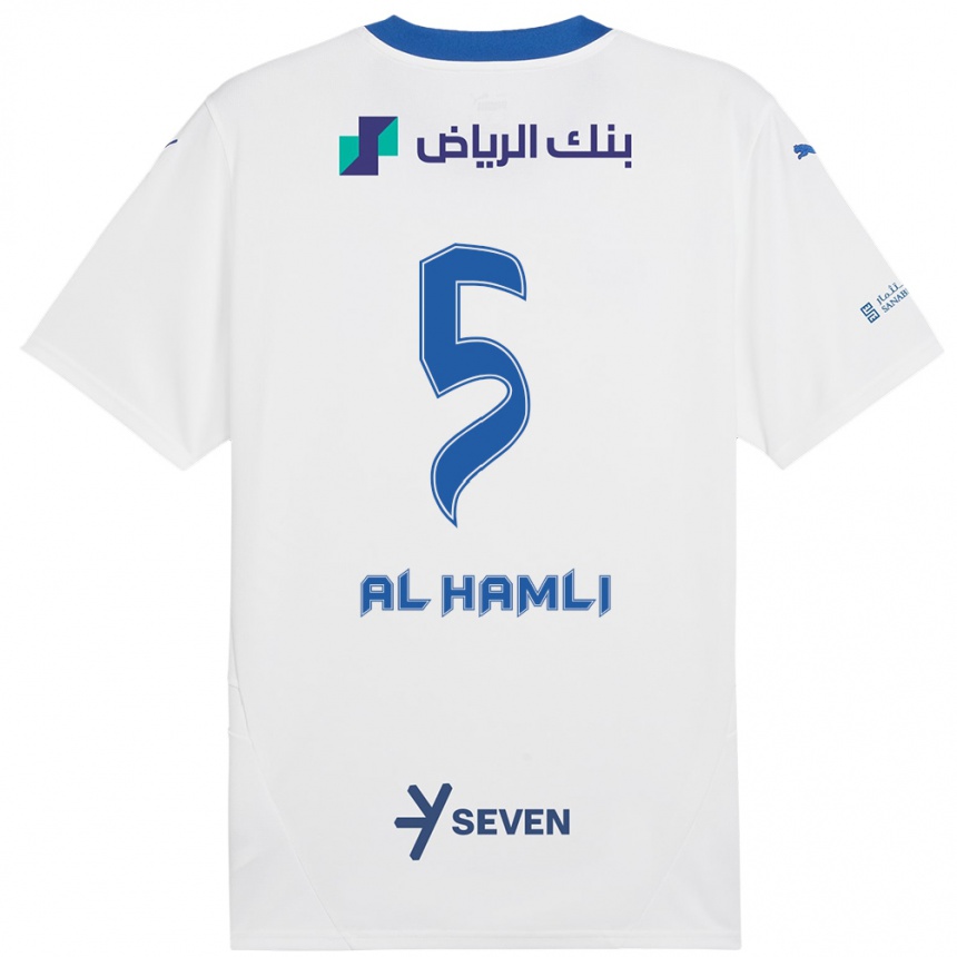 Niño Fútbol Camiseta Noura Al-Hamli #5 Blanco Azul 2ª Equipación 2024/25 Argentina