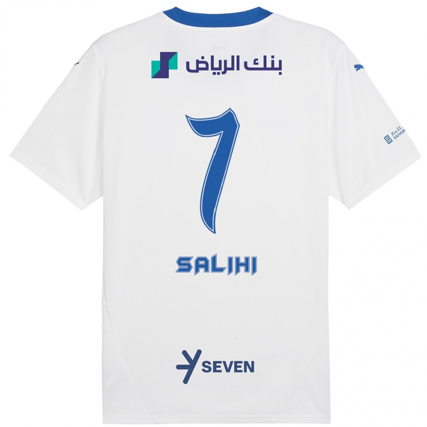 Niño Fútbol Camiseta Shokhan Salihi #7 Blanco Azul 2ª Equipación 2024/25 Argentina