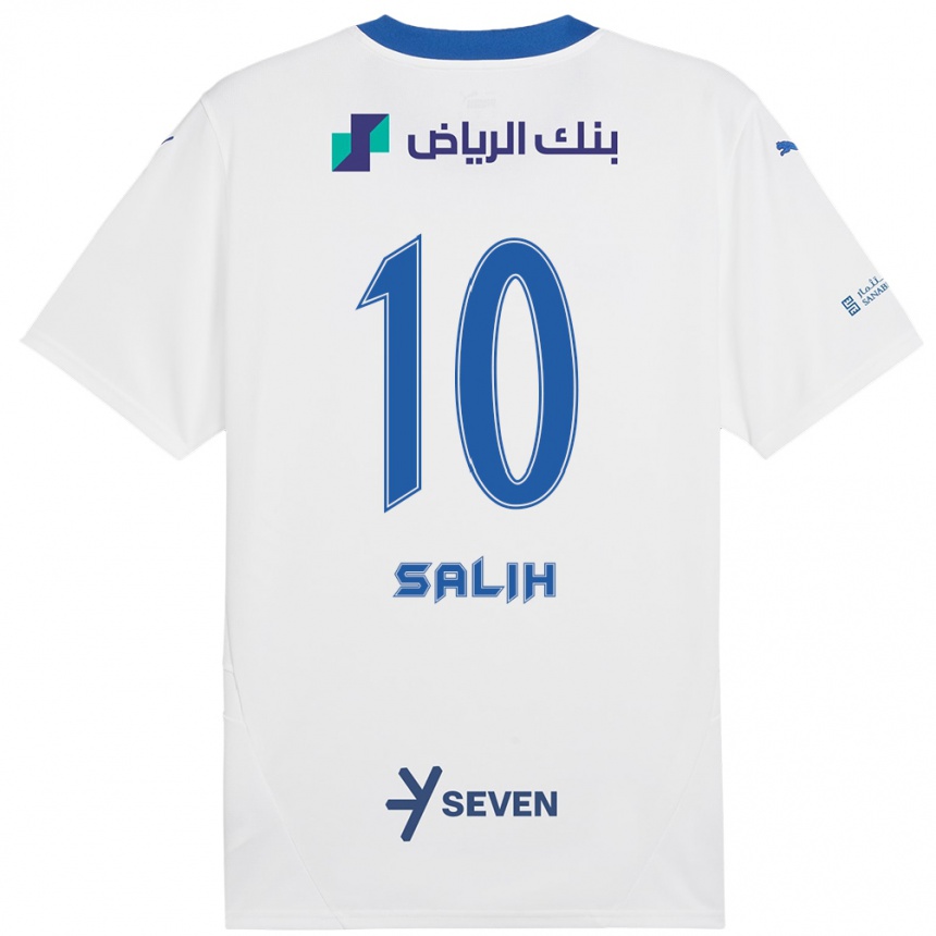 Niño Fútbol Camiseta Zakia Salih #10 Blanco Azul 2ª Equipación 2024/25 Argentina