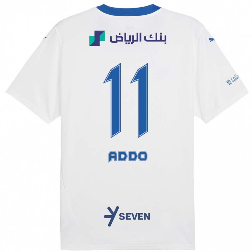 Niño Fútbol Camiseta Elizabeth Addo #11 Blanco Azul 2ª Equipación 2024/25 Argentina