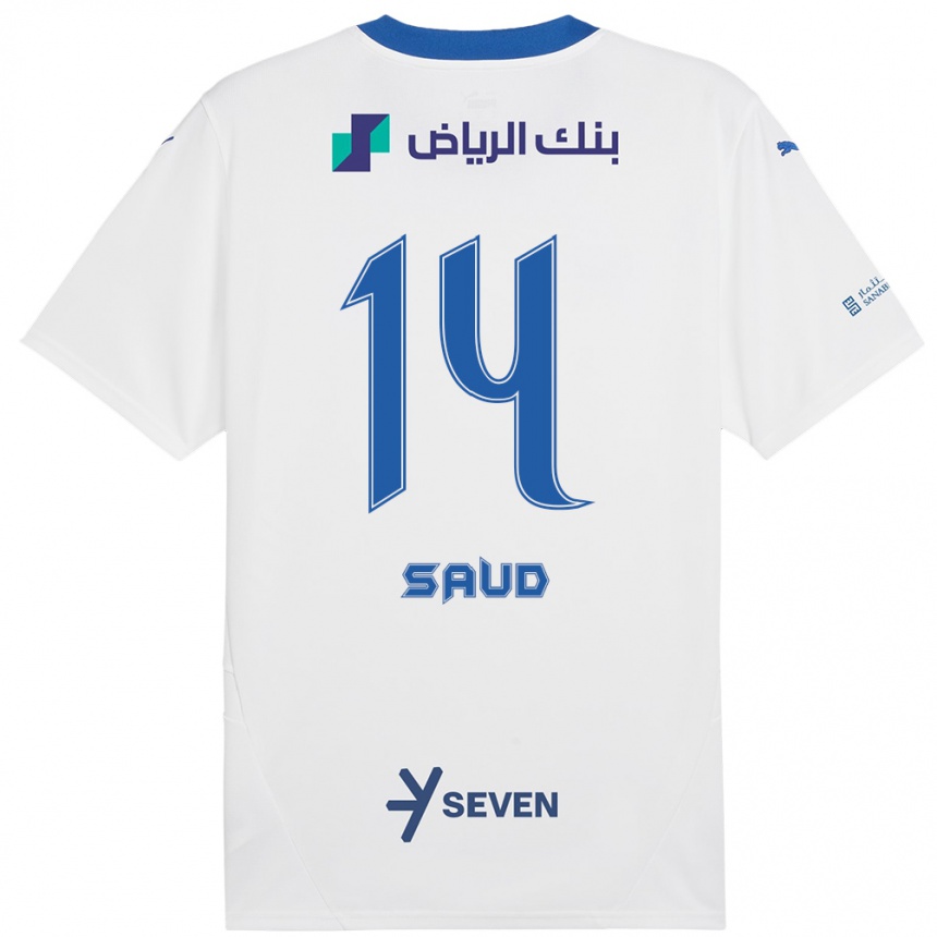 Niño Fútbol Camiseta Nouf Saud #14 Blanco Azul 2ª Equipación 2024/25 Argentina