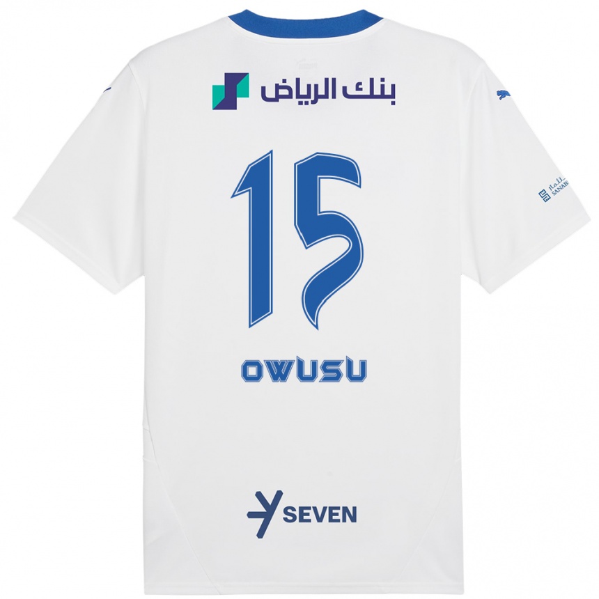 Niño Fútbol Camiseta Mavis Owusu #15 Blanco Azul 2ª Equipación 2024/25 Argentina