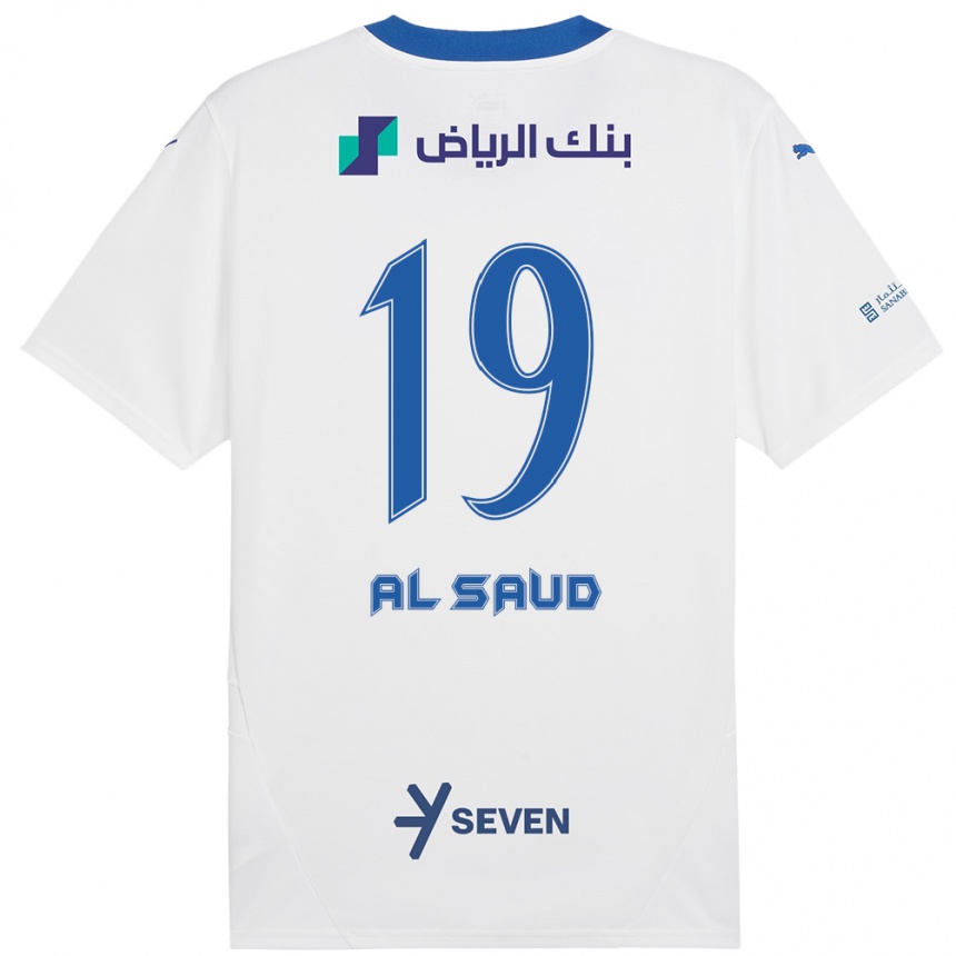 Niño Fútbol Camiseta Manal Al Saud #19 Blanco Azul 2ª Equipación 2024/25 Argentina