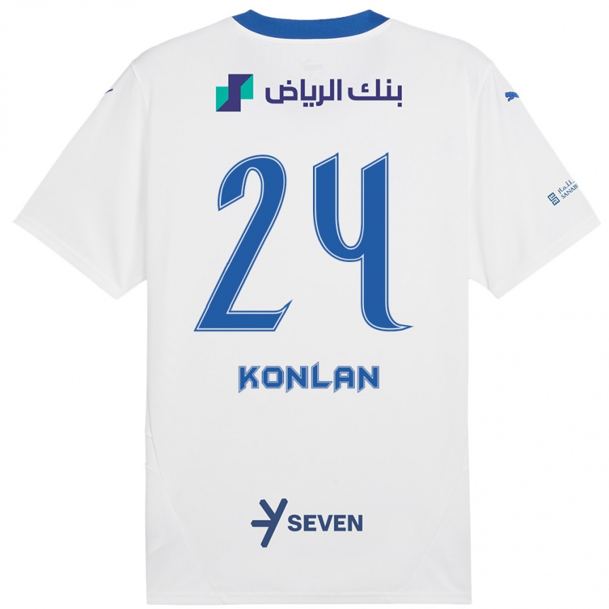 Niño Fútbol Camiseta Cynthia Konlan #24 Blanco Azul 2ª Equipación 2024/25 Argentina