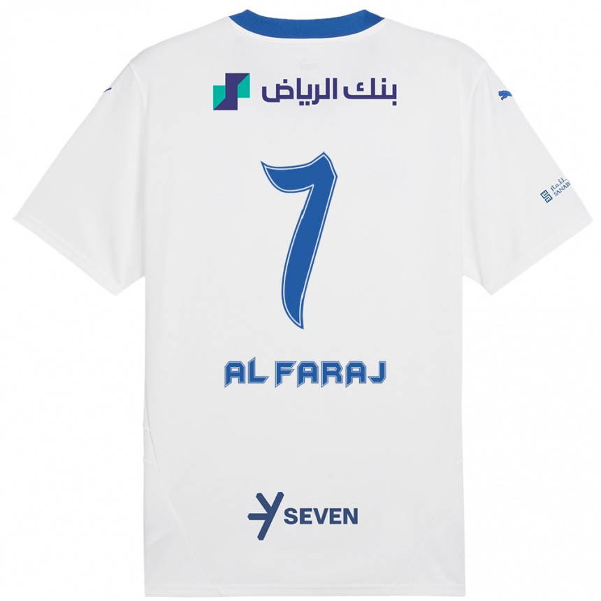 Niño Fútbol Camiseta Salman Al-Faraj #7 Blanco Azul 2ª Equipación 2024/25 Argentina