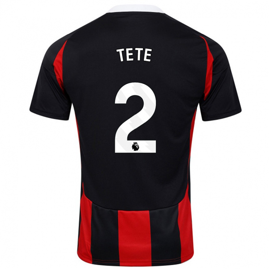 Niño Fútbol Camiseta Kenny Tete #2 Negro Rojo 2ª Equipación 2024/25 Argentina