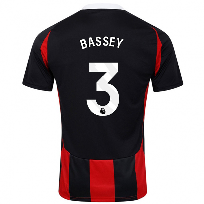 Niño Fútbol Camiseta Calvin Bassey #3 Negro Rojo 2ª Equipación 2024/25 Argentina