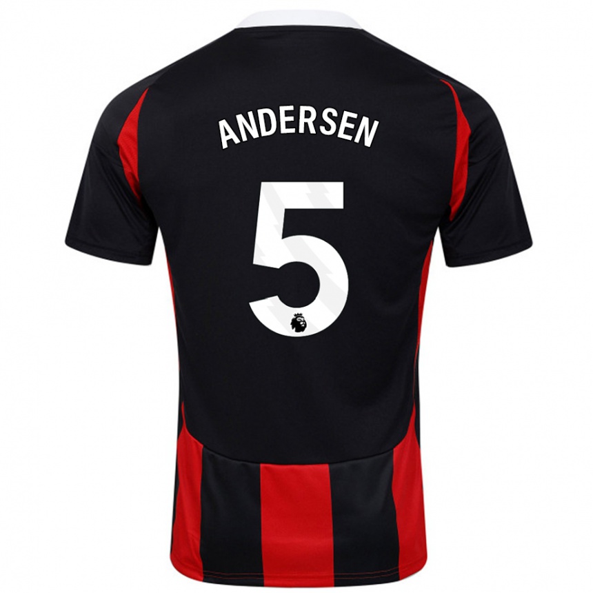 Niño Fútbol Camiseta Joachim Andersen #5 Negro Rojo 2ª Equipación 2024/25 Argentina