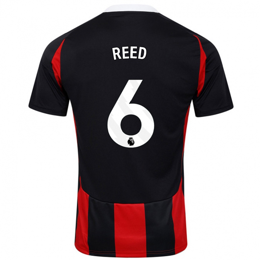 Niño Fútbol Camiseta Harrison Reed #6 Negro Rojo 2ª Equipación 2024/25 Argentina