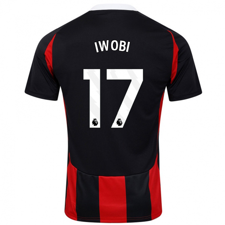 Niño Fútbol Camiseta Alex Iwobi #17 Negro Rojo 2ª Equipación 2024/25 Argentina