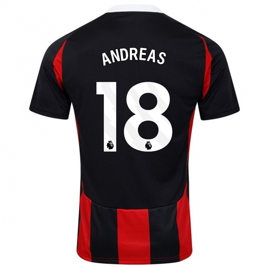 Niño Fútbol Camiseta Andreas Pereira #18 Negro Rojo 2ª Equipación 2024/25 Argentina