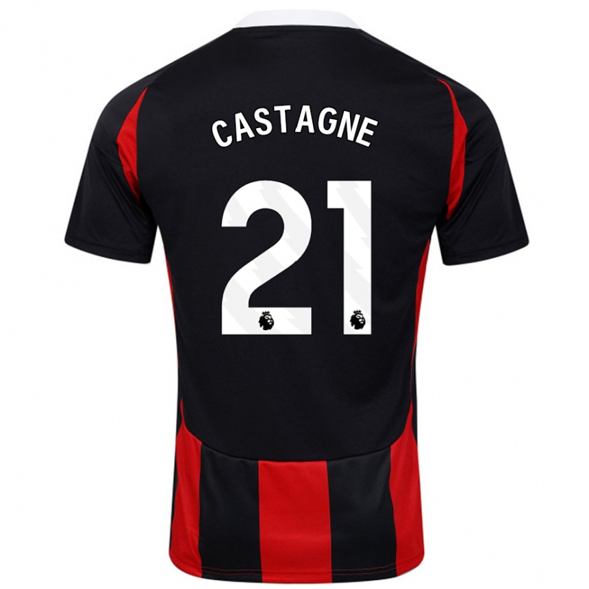 Niño Fútbol Camiseta Timothy Castagne #21 Negro Rojo 2ª Equipación 2024/25 Argentina