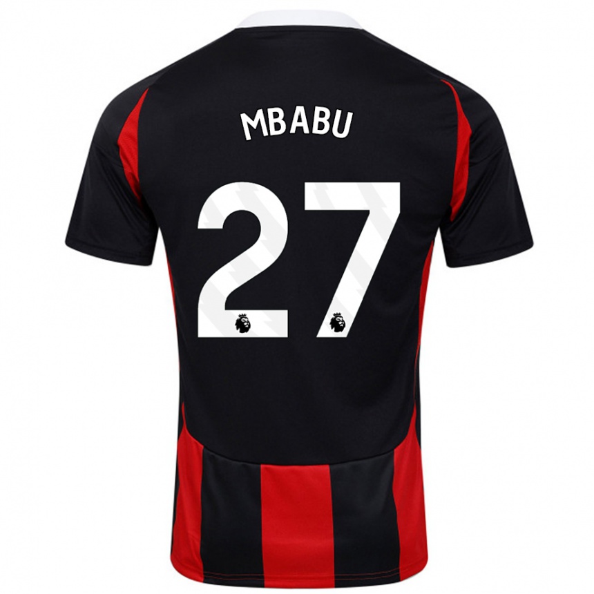 Niño Fútbol Camiseta Kevin Mbabu #27 Negro Rojo 2ª Equipación 2024/25 Argentina