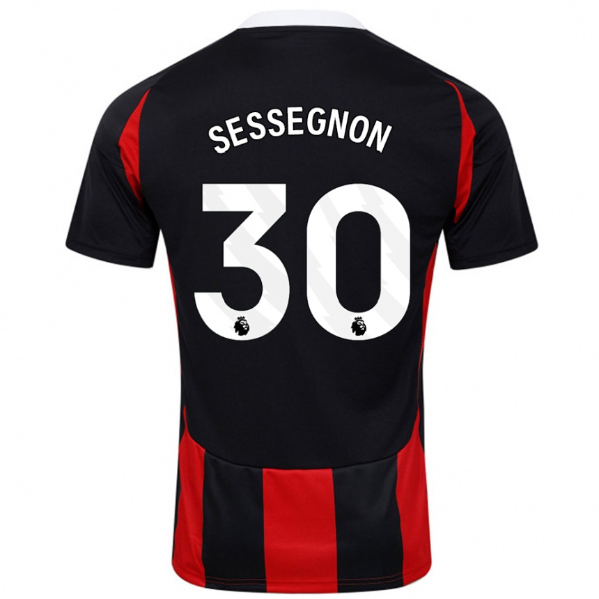 Niño Fútbol Camiseta Ryan Sessegnon #30 Negro Rojo 2ª Equipación 2024/25 Argentina