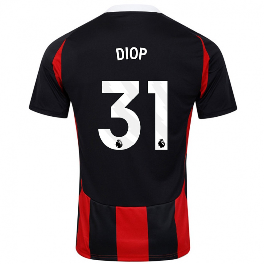 Niño Fútbol Camiseta Issa Diop #31 Negro Rojo 2ª Equipación 2024/25 Argentina