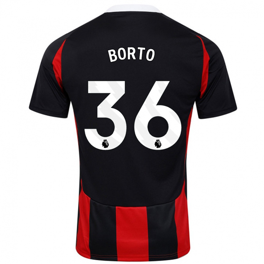 Niño Fútbol Camiseta Alex Borto #36 Negro Rojo 2ª Equipación 2024/25 Argentina