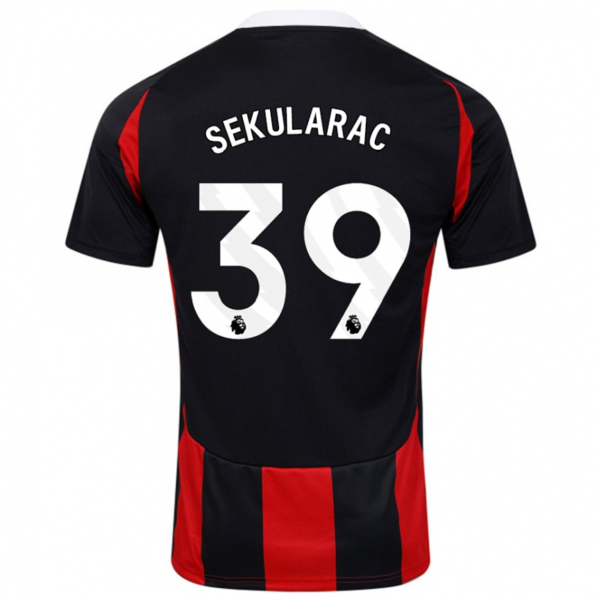 Niño Fútbol Camiseta Kristian Sekularac #39 Negro Rojo 2ª Equipación 2024/25 Argentina