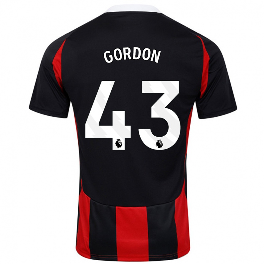 Niño Fútbol Camiseta Lemar Gordon #43 Negro Rojo 2ª Equipación 2024/25 Argentina