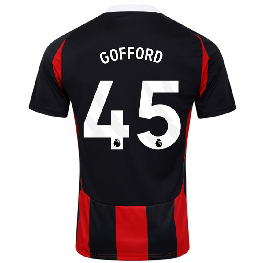 Niño Fútbol Camiseta Oliver Gofford #45 Negro Rojo 2ª Equipación 2024/25 Argentina