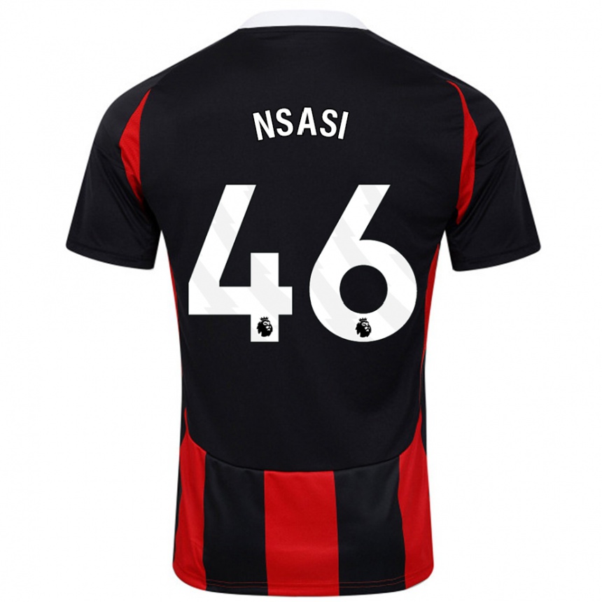 Niño Fútbol Camiseta Eddie Nsasi #46 Negro Rojo 2ª Equipación 2024/25 Argentina