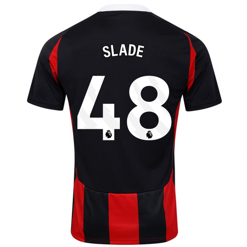 Niño Fútbol Camiseta Bradley Slade #48 Negro Rojo 2ª Equipación 2024/25 Argentina