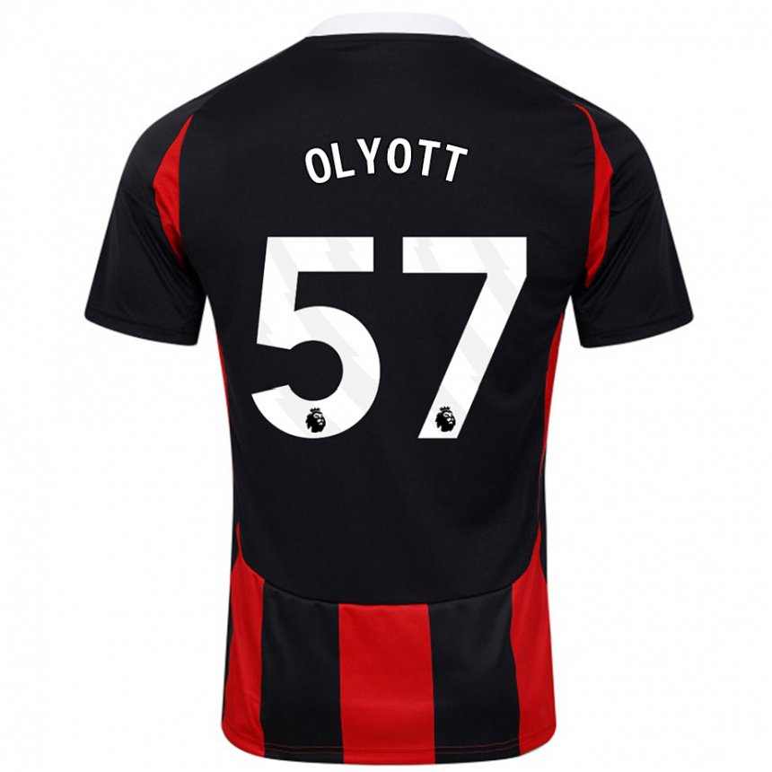 Niño Fútbol Camiseta Tom Olyott #57 Negro Rojo 2ª Equipación 2024/25 Argentina